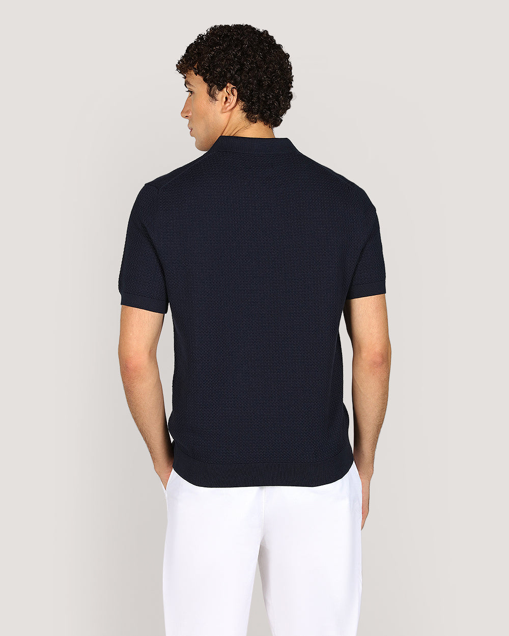 Gant Menswear Textured Cotton Short Sleeve Polo Sweater