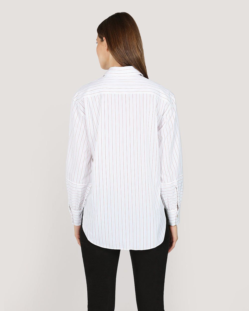 Relaxed Striped Volume Sleeve Shirt For Women