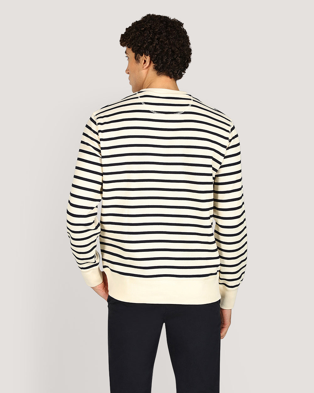 Gant Striped Waffle Crew Neck Sweatshirt For Men