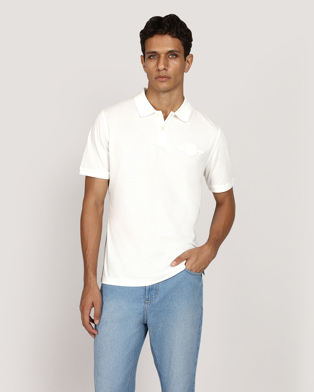 Regular Tonal Shield Short Sleeve Polo
