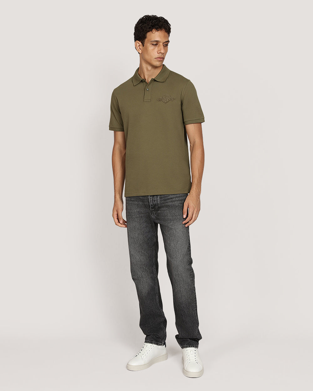 Regular Tonal Shield Short Sleeve Polo