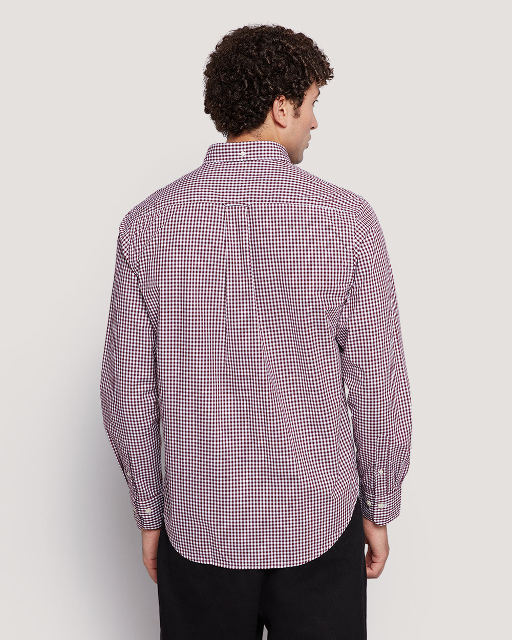 Gant Menâ€™S Regular Fit Gingham Check Poplin Cotton Shirt WINE RED / M