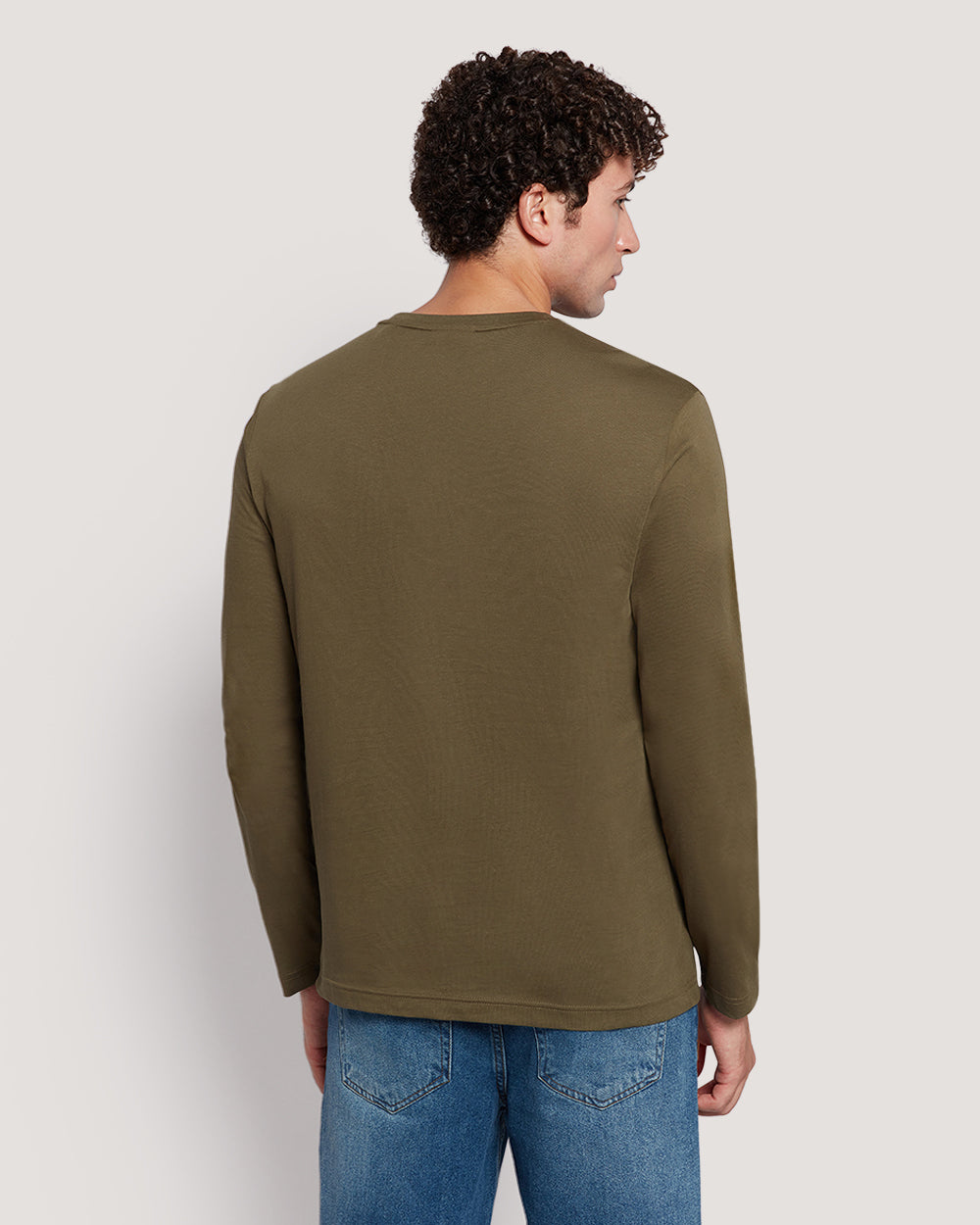 Men’S Long Sleeve Cotton T-Shirt With Shield Logo