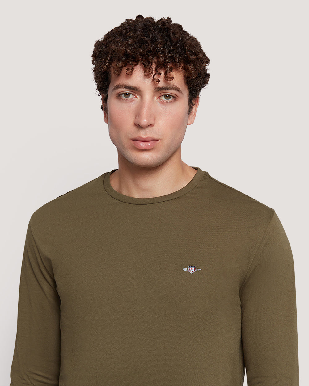 Men’S Long Sleeve Cotton T-Shirt With Shield Logo