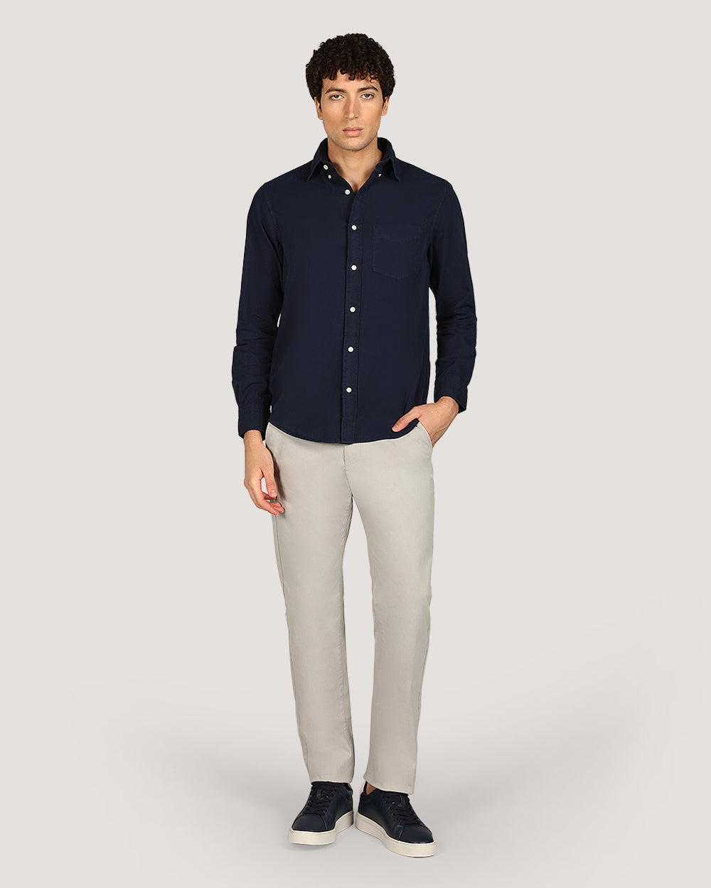 Regular Garment Dyed Twill Shirt For Men