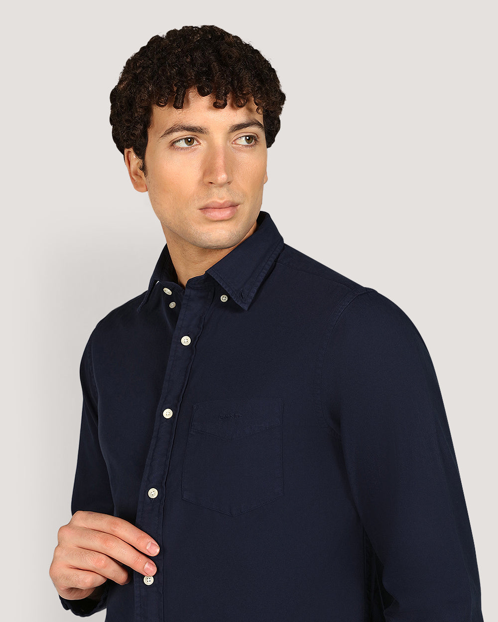 Regular Garment Dyed Twill Shirt For Men