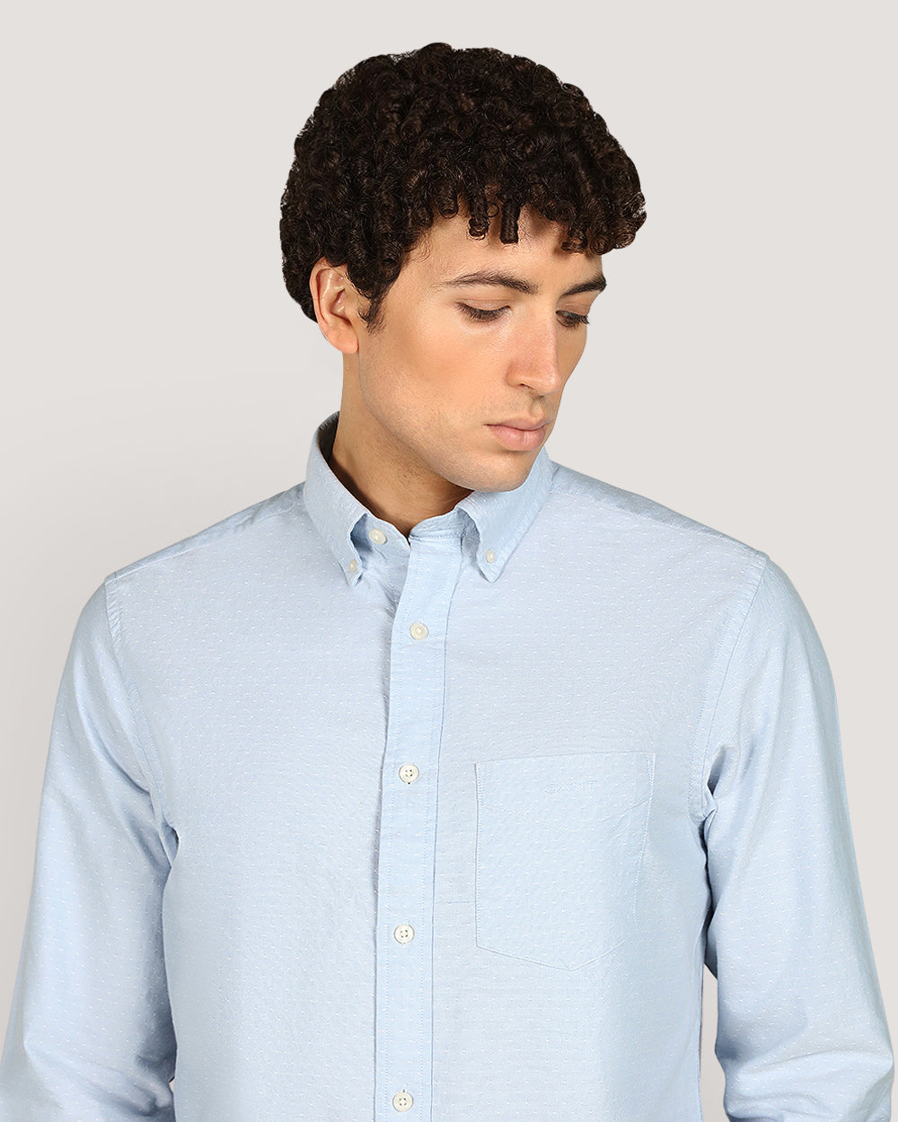 Regular Oxford Dobby Dot Shirt For Men