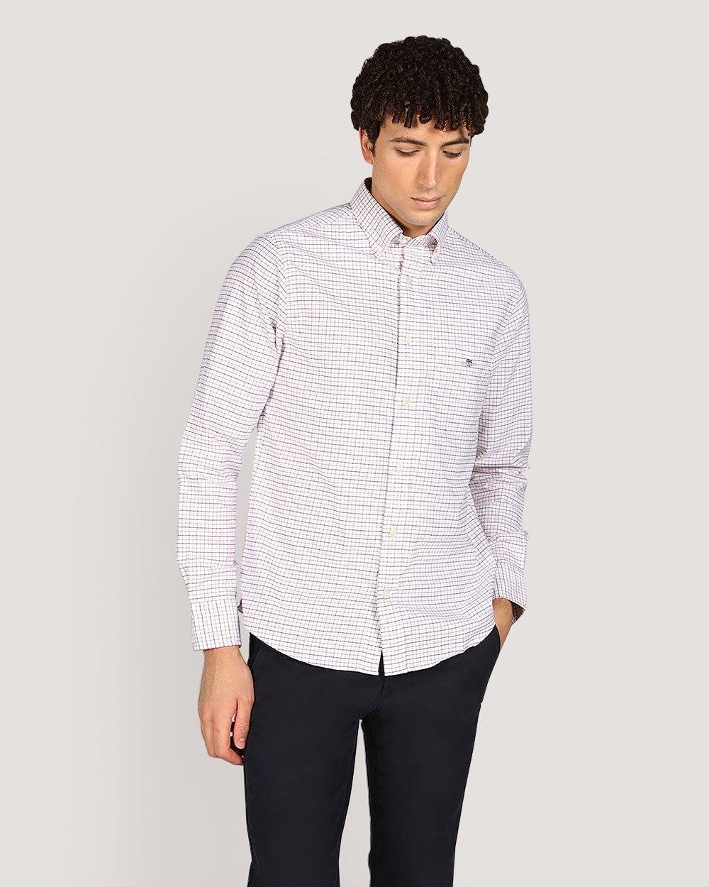 Regular Classic Oxford Check Shirt For Men