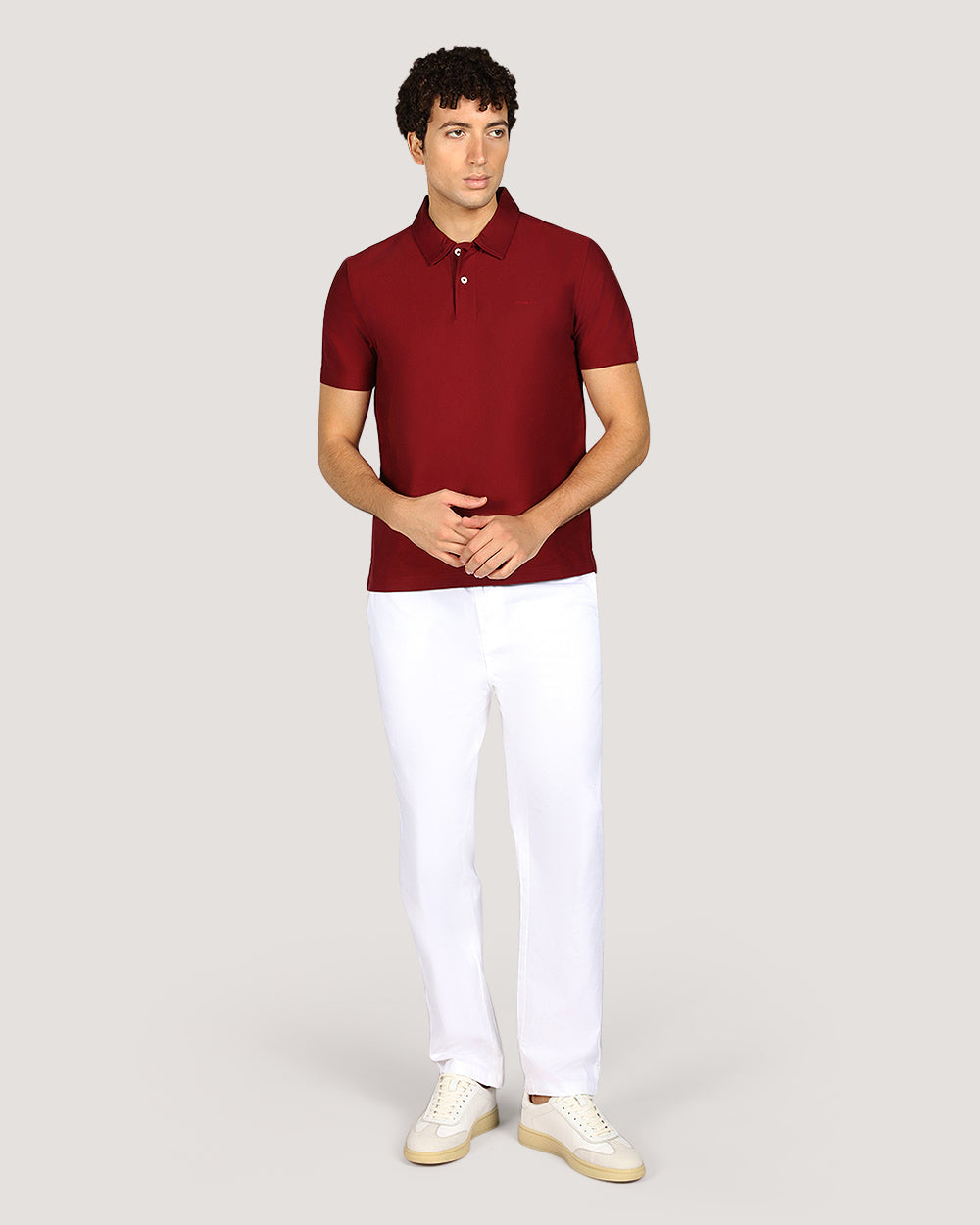 Twill Texture Short Sleeve Polo Shirt For Men