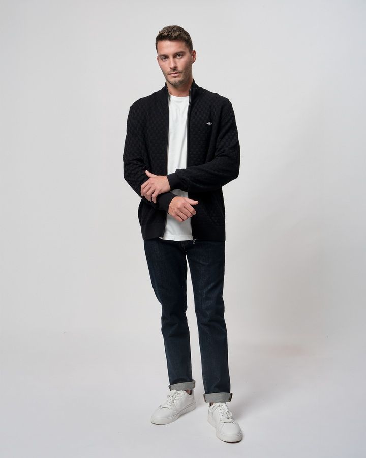 Ant Micro Texture Full-Zip  Sweater