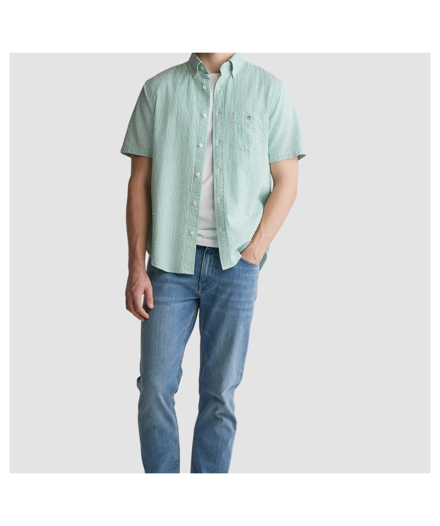 REGULAR SEERSUCKER STRIPE SS SHIRT