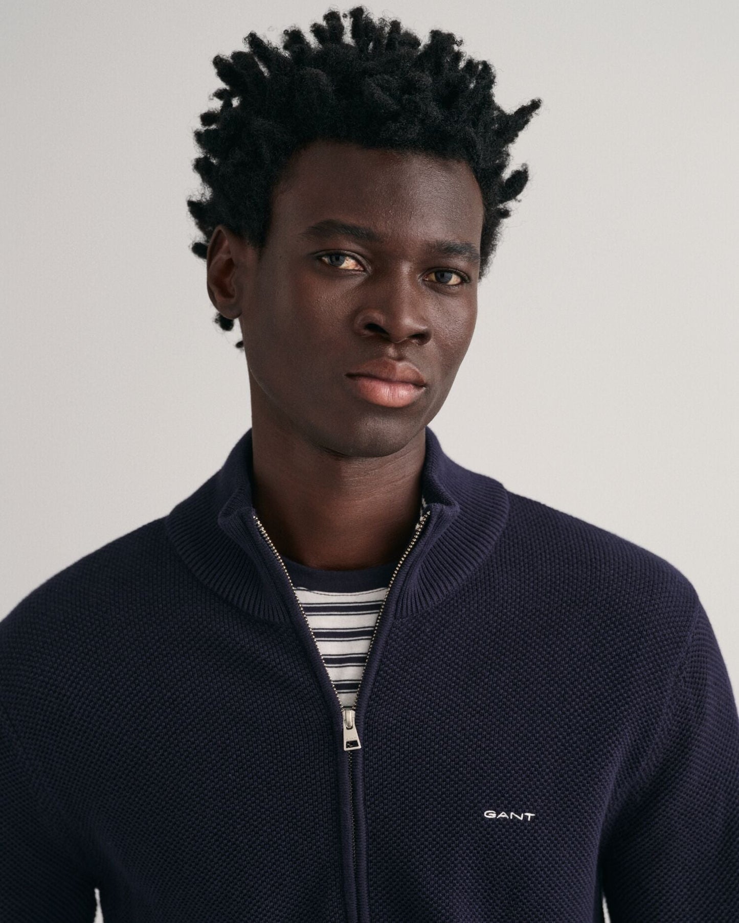 Cotton Piqué Zip Cardigan