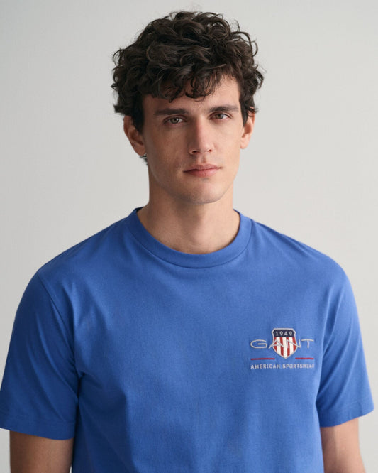 Gant Regular Fit Archive Shield Embroidered Short Sleeve T-Shirt