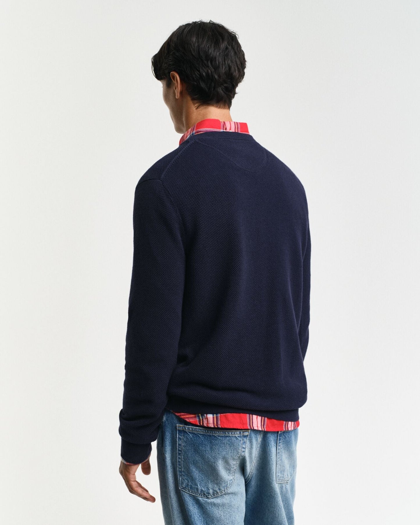 Cotton Piqué Crew Neck Sweater