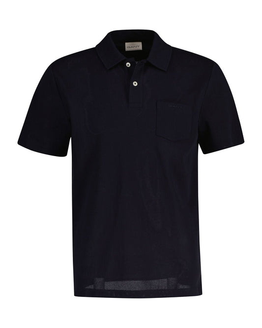 GANT Texture SS Polo – Evening Blue – flat lay, front view