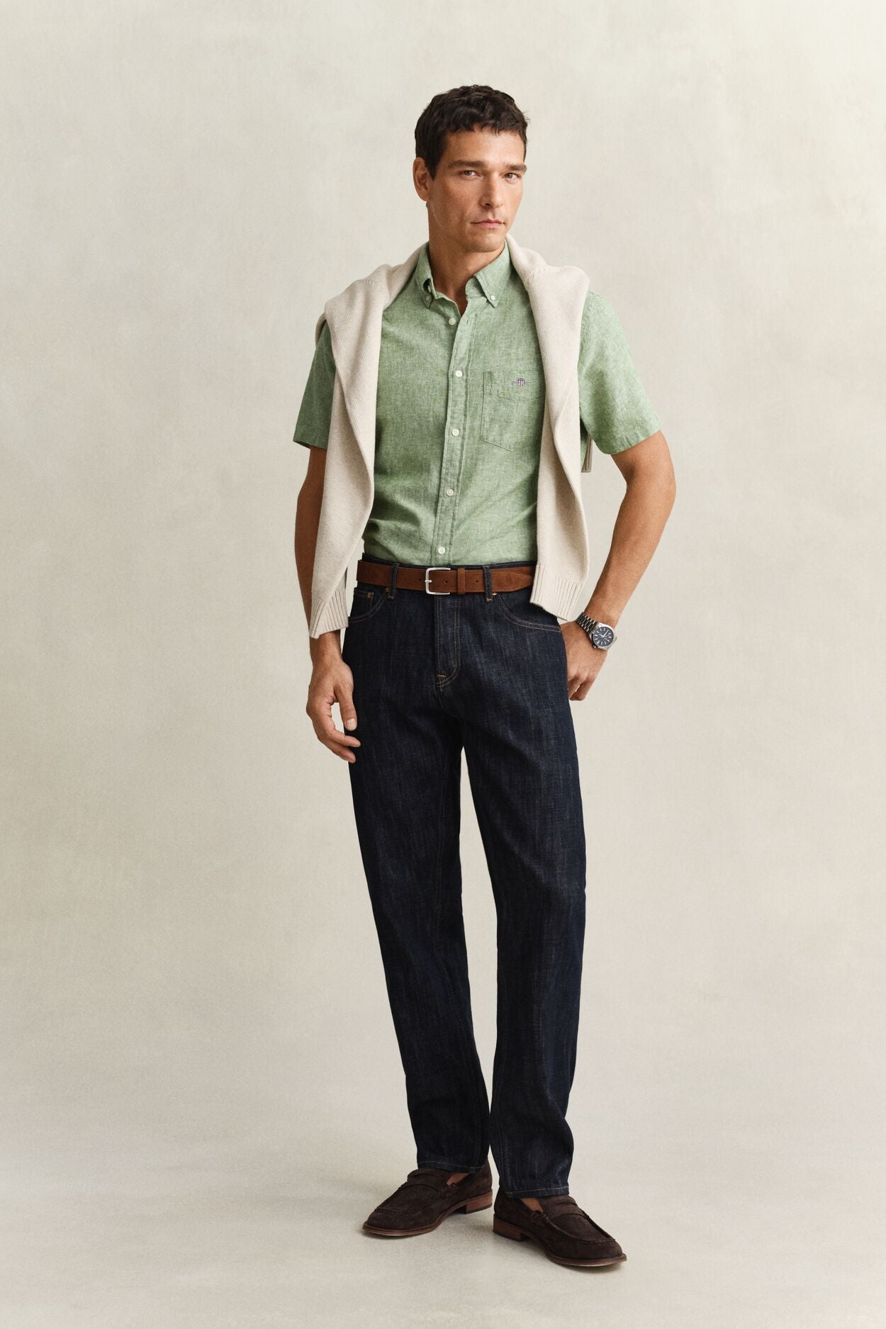 Linen Blend Short Sleeve Shirt