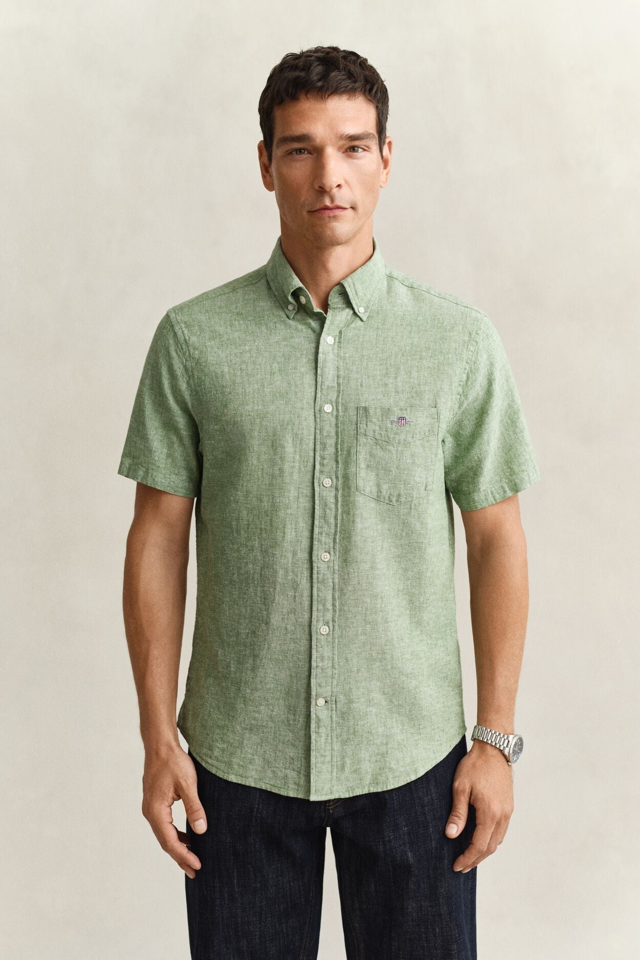 Linen Blend Short Sleeve Shirt