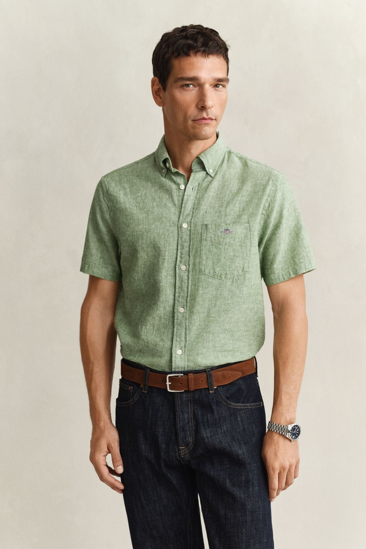 Regular Cotton Linen Ss Shirt