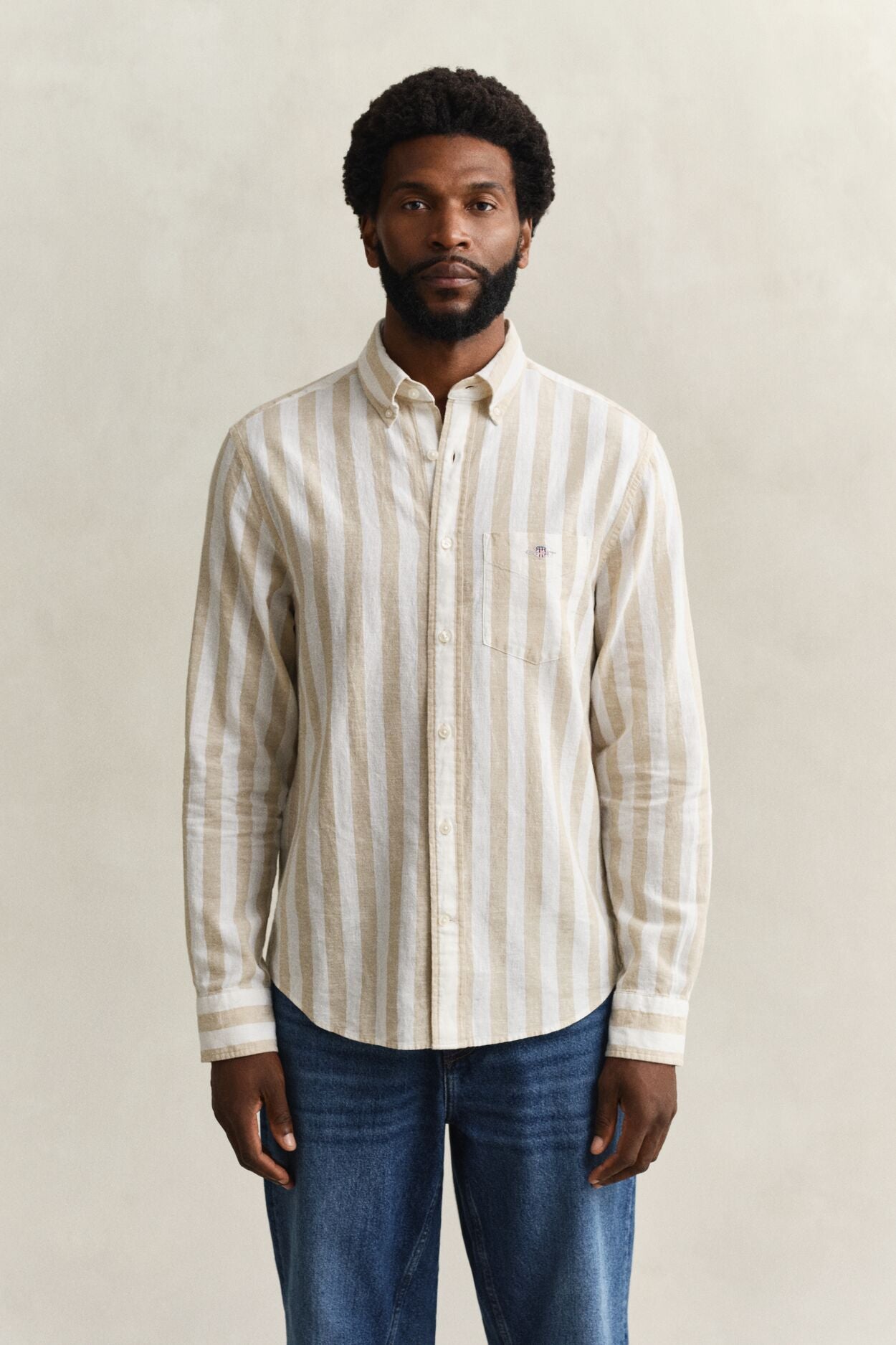 Regular Cotton Linen Stripe Shirt