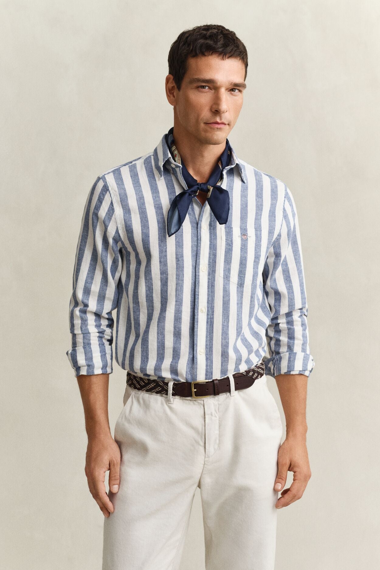 Regular Cotton Linen Stripe Shirt
