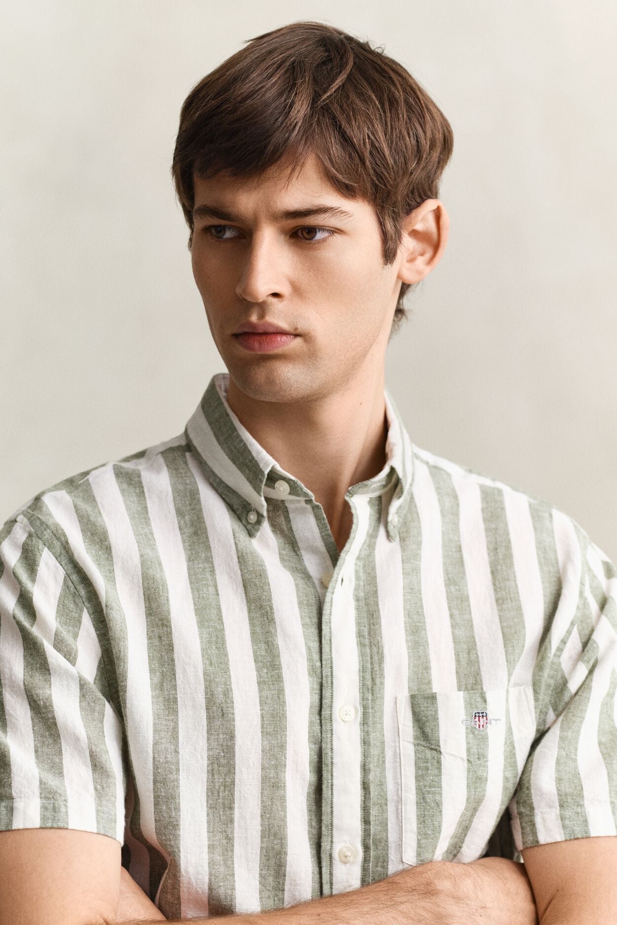 Regular Cotton Linen Stripe SS Shirt