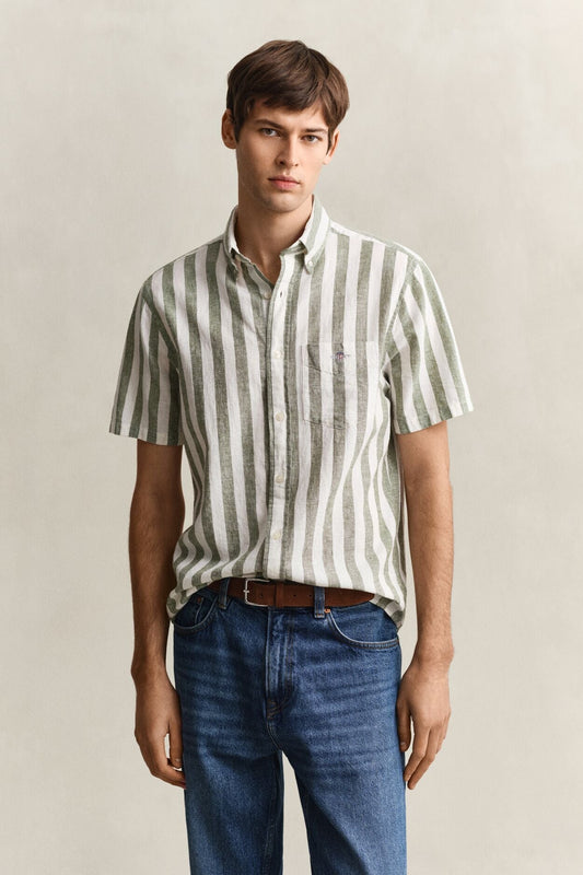 Regular Cotton Linen Stripe SS Shirt