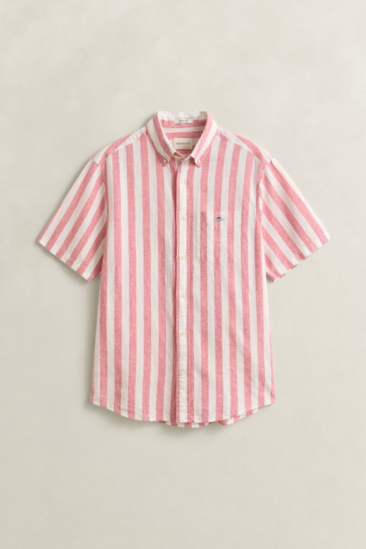 Regular Cotton Linen Stripe Ss Shirt