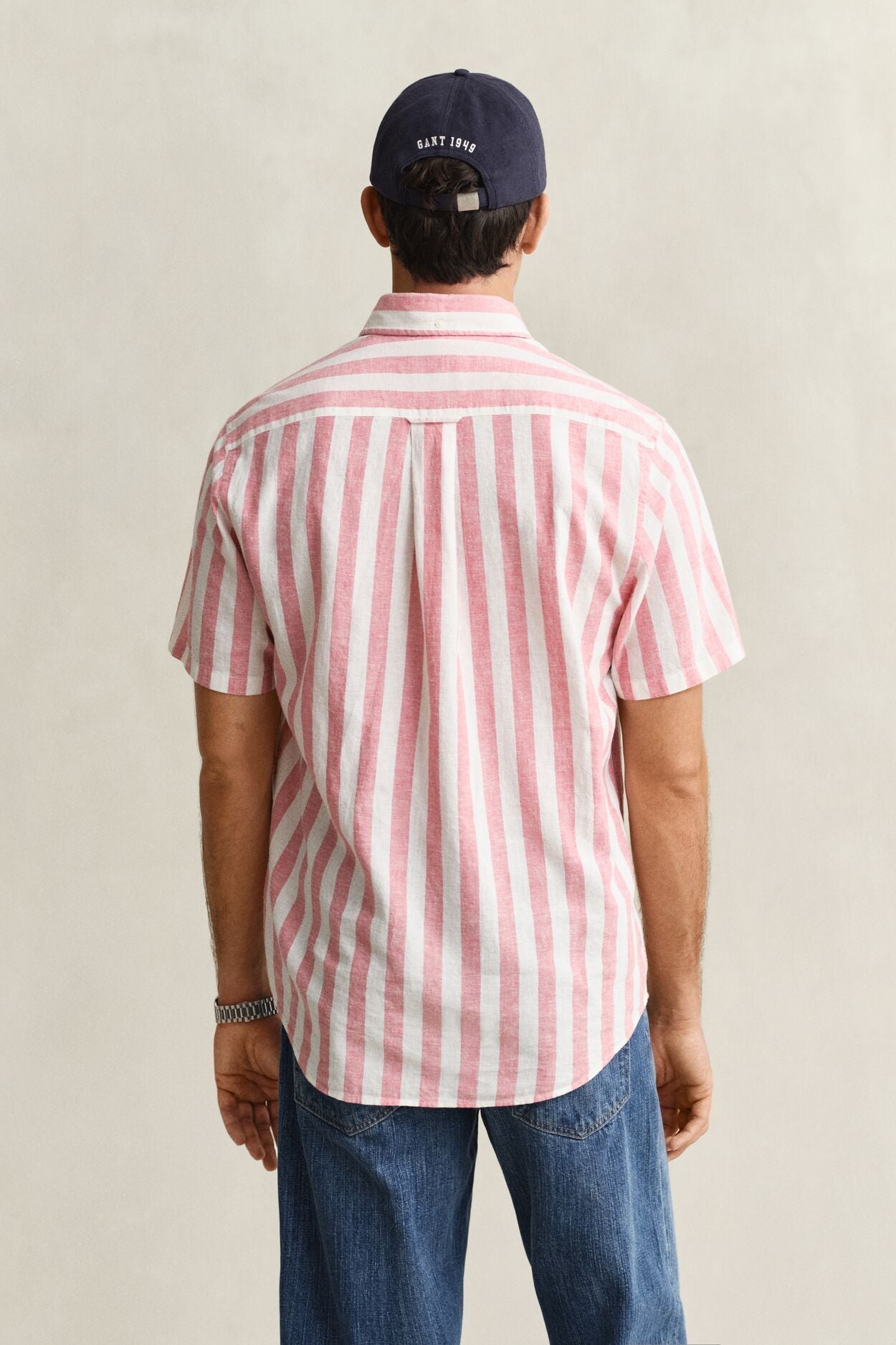 Regular Cotton Linen Stripe Ss Shirt