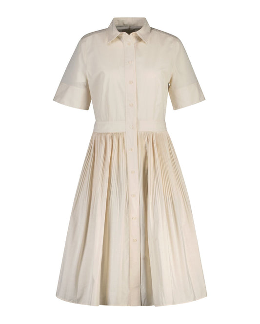 Pleated Cotton Shirt Dress