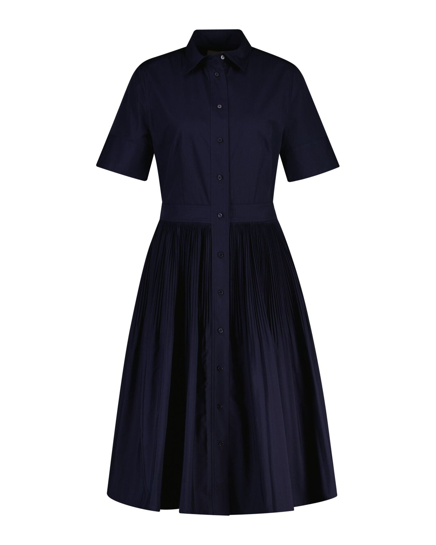 Cotton Pleated Ss Shirt Dress