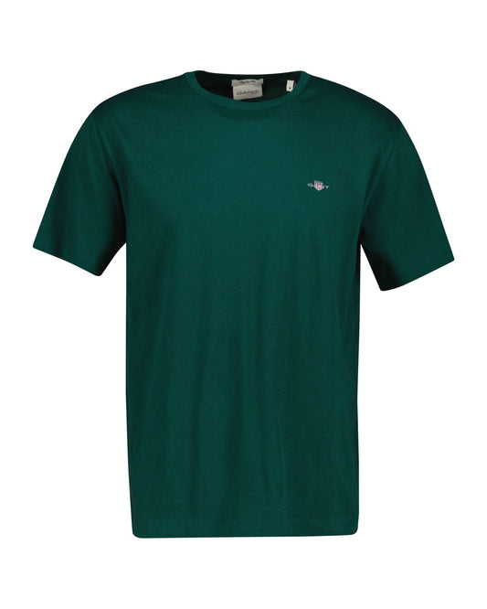 GANT Regular Shield Short sleeve T-Shirt – Dark Emerald – flat lay, front view