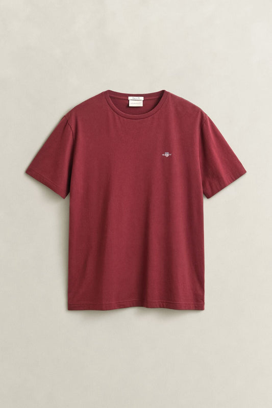 GANT Regular Shield Short sleeve T-Shirt – Deep Grape Wine – flat lay, front view