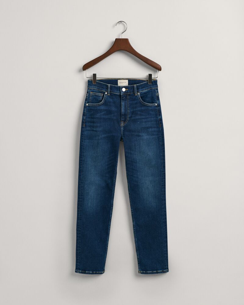 Slim Fit Cropped Jeans Dark Blue Broken In / 27