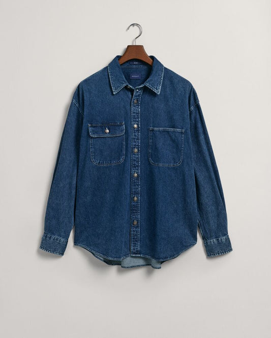 Oversized Denim Shirt Mid Blue Worn In / S