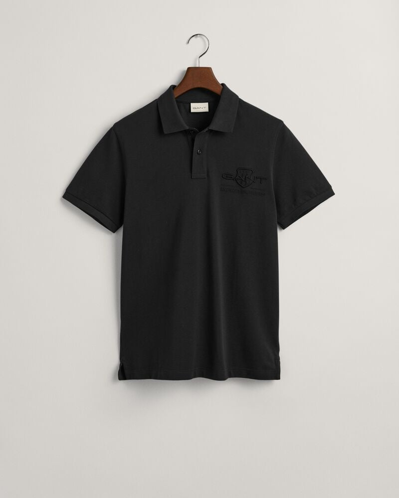 Tonal Shield Polo Shirt Black / S