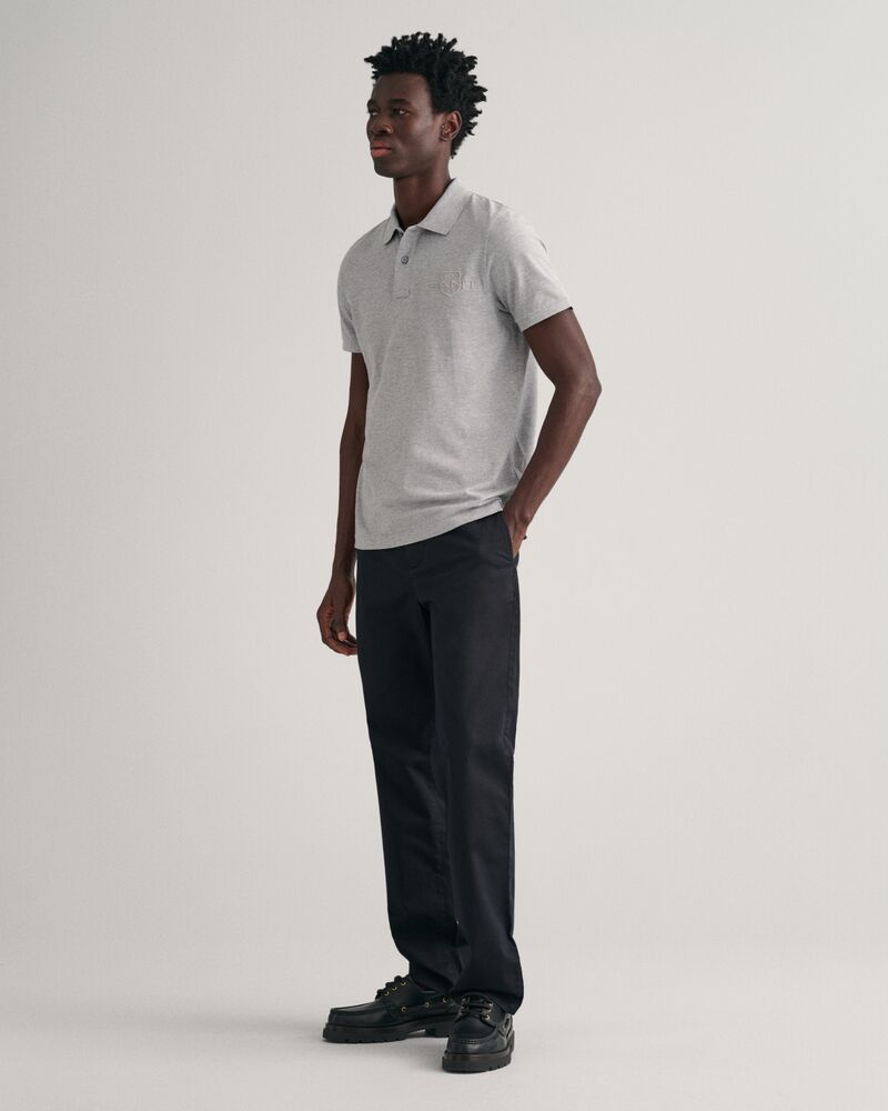 Tonal Shield Polo Shirt Grey Melange / S