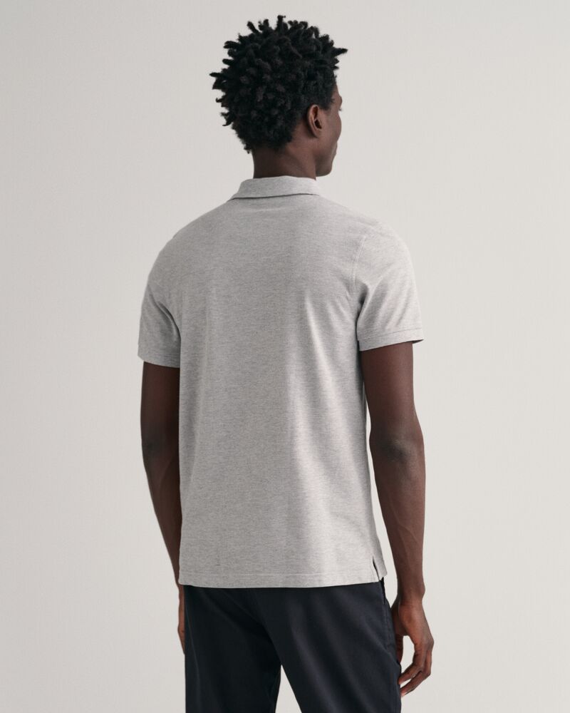 Tonal Shield Polo Shirt Grey Melange / S