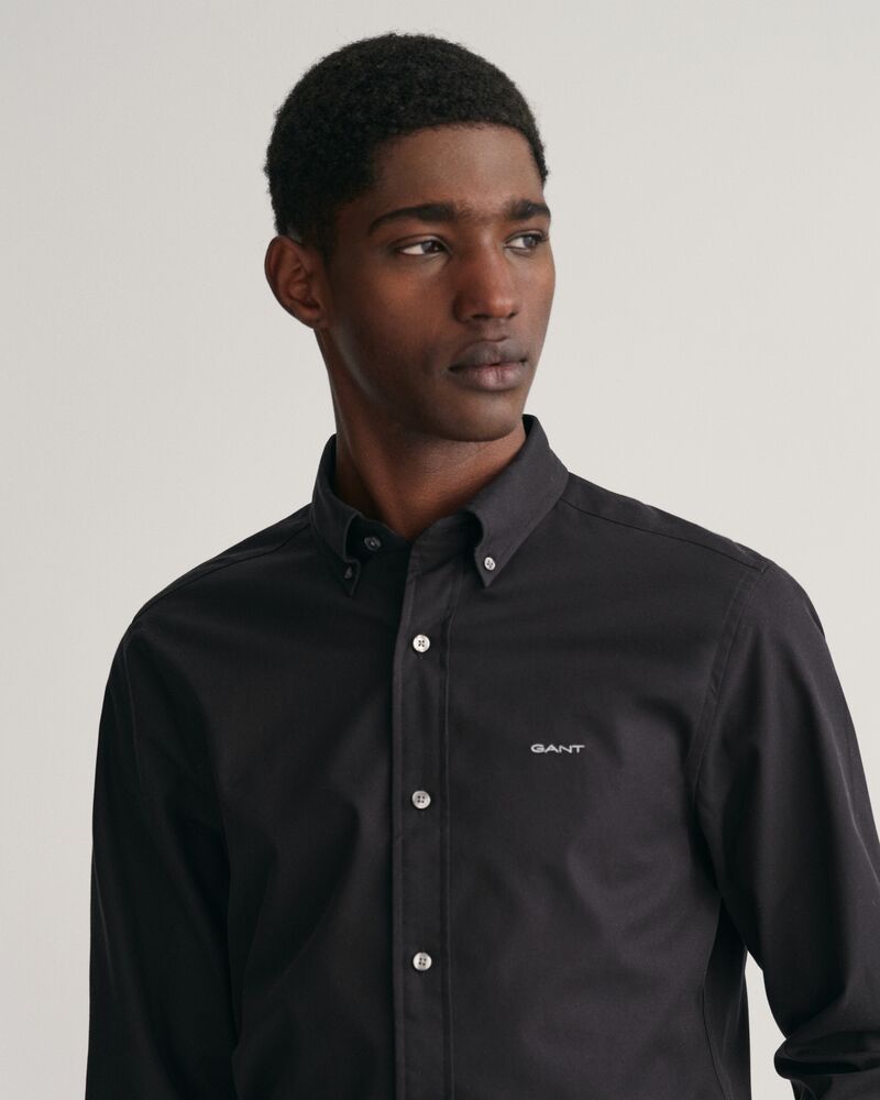 Slim Fit Pinpoint Oxford Shirt Black / S