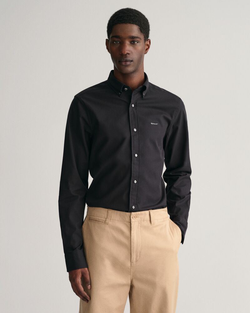 Slim Fit Pinpoint Oxford Shirt Black / S