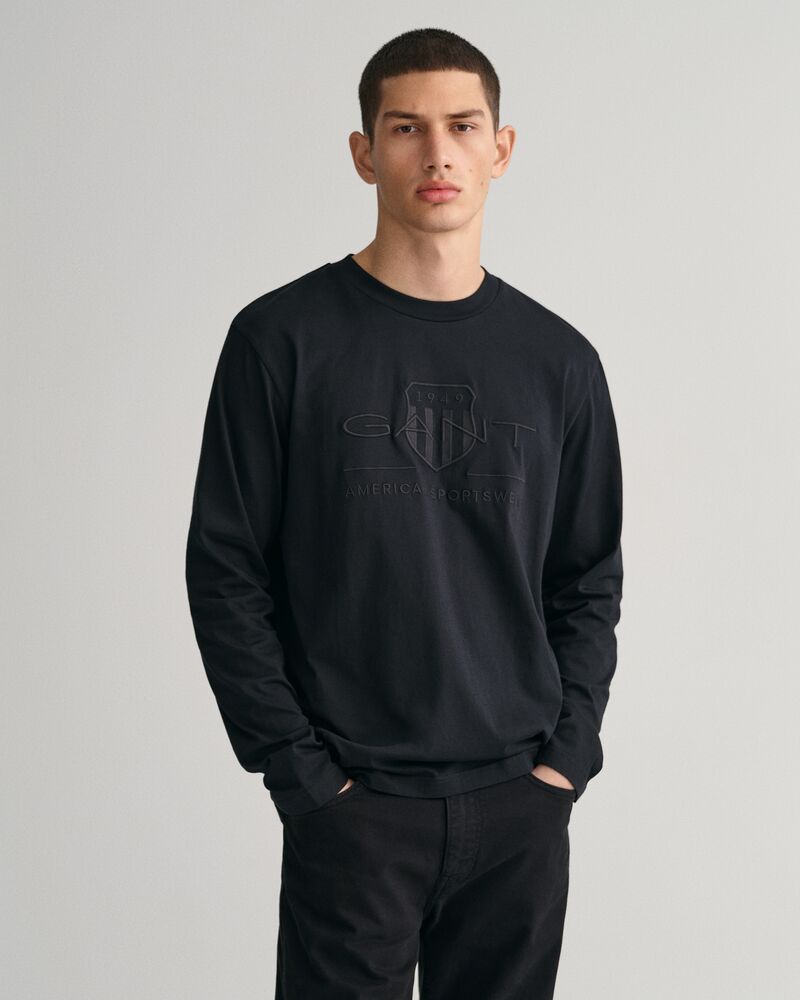 Tonal Shield Long Sleeve T-Shirt Black / S