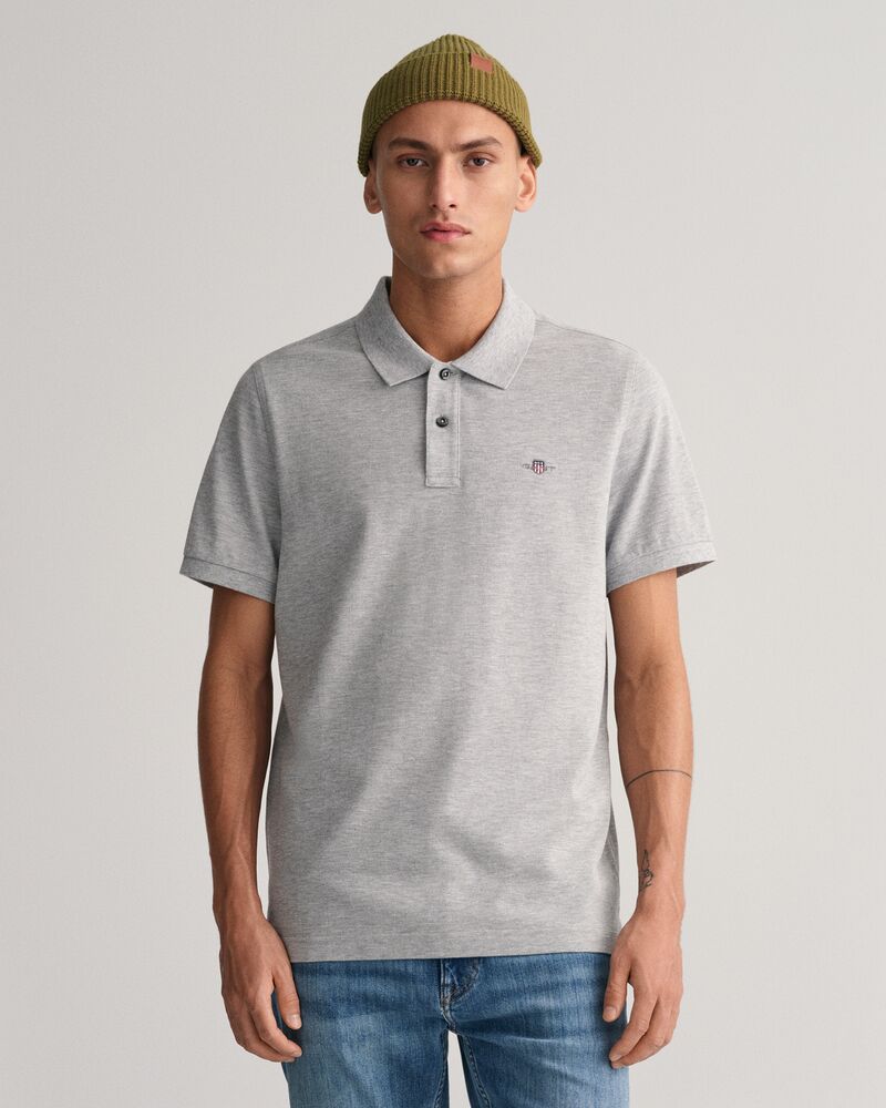 Regular Fit Shield Piqué Polo Shirt Grey Melange / S