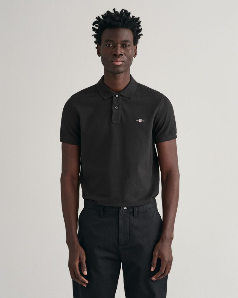 Slim Fit Shield PiquÃ© Polo Shirt Black / S