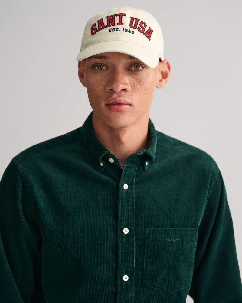 Regular Fit Corduroy Shirt Tartan Green / S