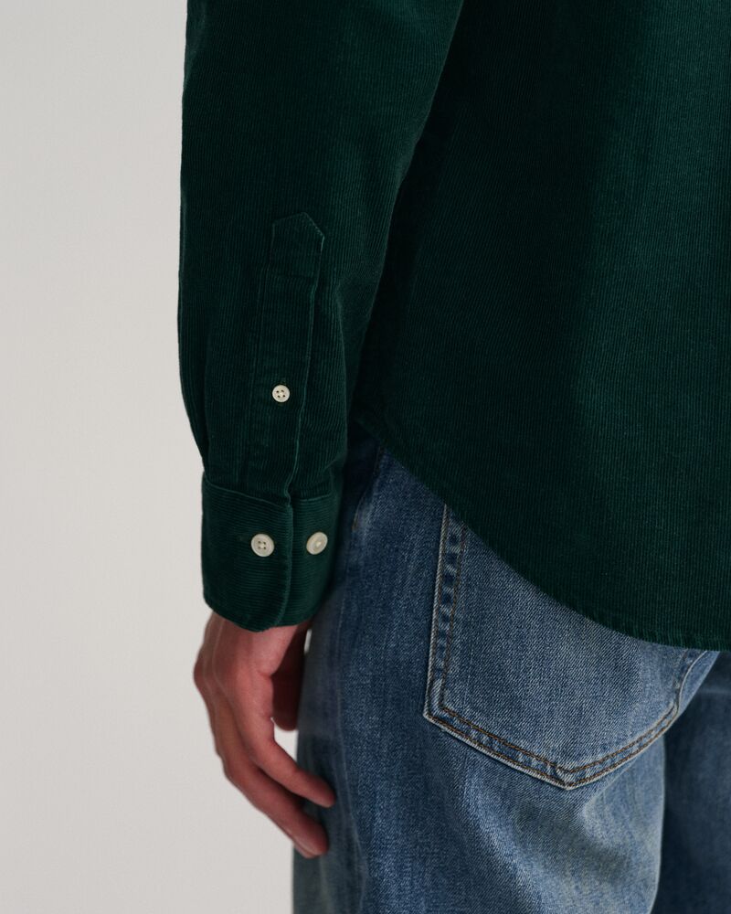 Regular Fit Corduroy Shirt Tartan Green / S