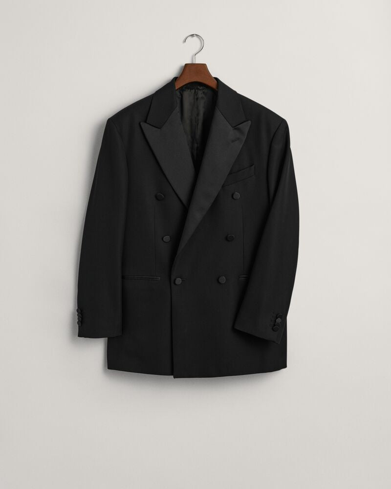 Double-Breasted Tuxedo Suit Blazer Black / 48