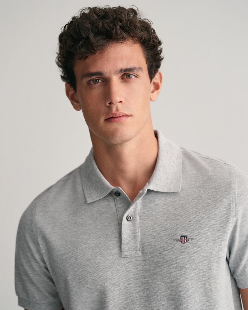 Regular Fit Shield Piqué Polo Shirt Grey Melange / S