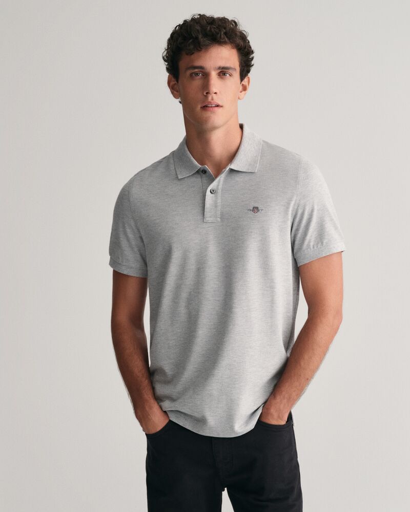 Regular Fit Shield Piqué Polo Shirt Grey Melange / S