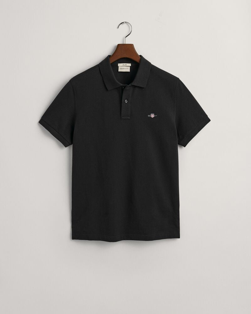 Slim Fit Shield PiquÃ© Polo Shirt Black / S