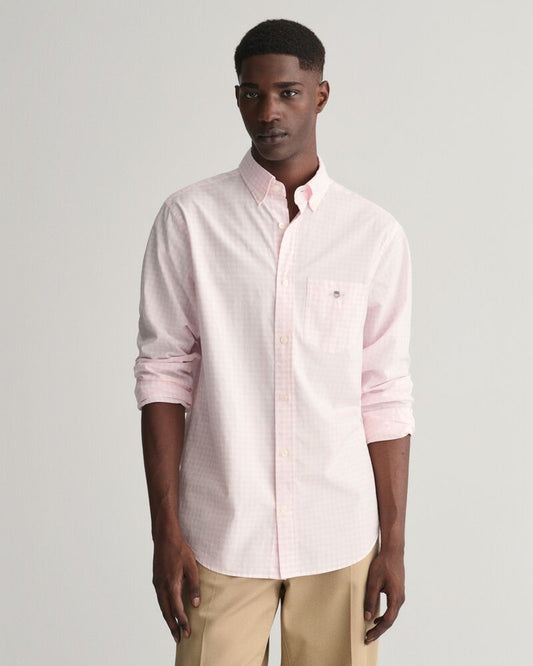 Regular Fit Gingham Poplin Shirt Light Pink / S