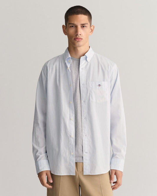 Regular Fit Striped Poplin Shirt Light Blue / S